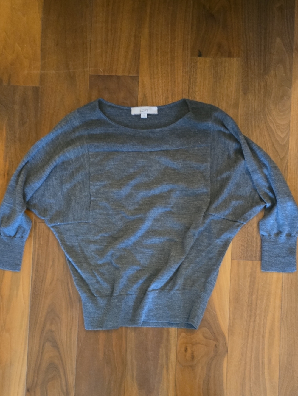 LOFT Charcoal Gray Boxy Dolman-Sleeve Sweater